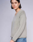 Mos Mosh Bine Long Sleeved V Neck Knit - Shadow