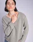 Mos Mosh Bine Long Sleeved V Neck Knit - Shadow