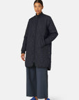 Ilse Jacobsen Knee Length Quilt Coat Art 06 - Dark Indigo