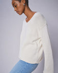 Mos Mosh Bine Long Sleeved V Neck Knit - Ecru