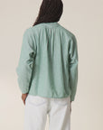 Leon & Harper Caith Stripe Organic Cotton Shirt, Green