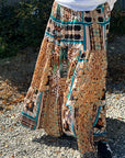 INOA Silk Long Tiered Maxi Skirt - Samsara