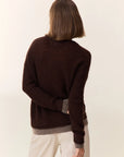 Leon & Harper V Neck Milipe Dual Jersey - Brown