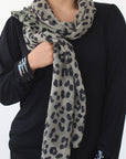 Monari Leopard Print Scarf - Green Tea