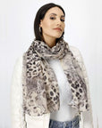 Monari Leopard Print Scarf Beige