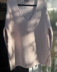 Monari V-Neck Seamless Fleece Sweater - Lychee 806649
