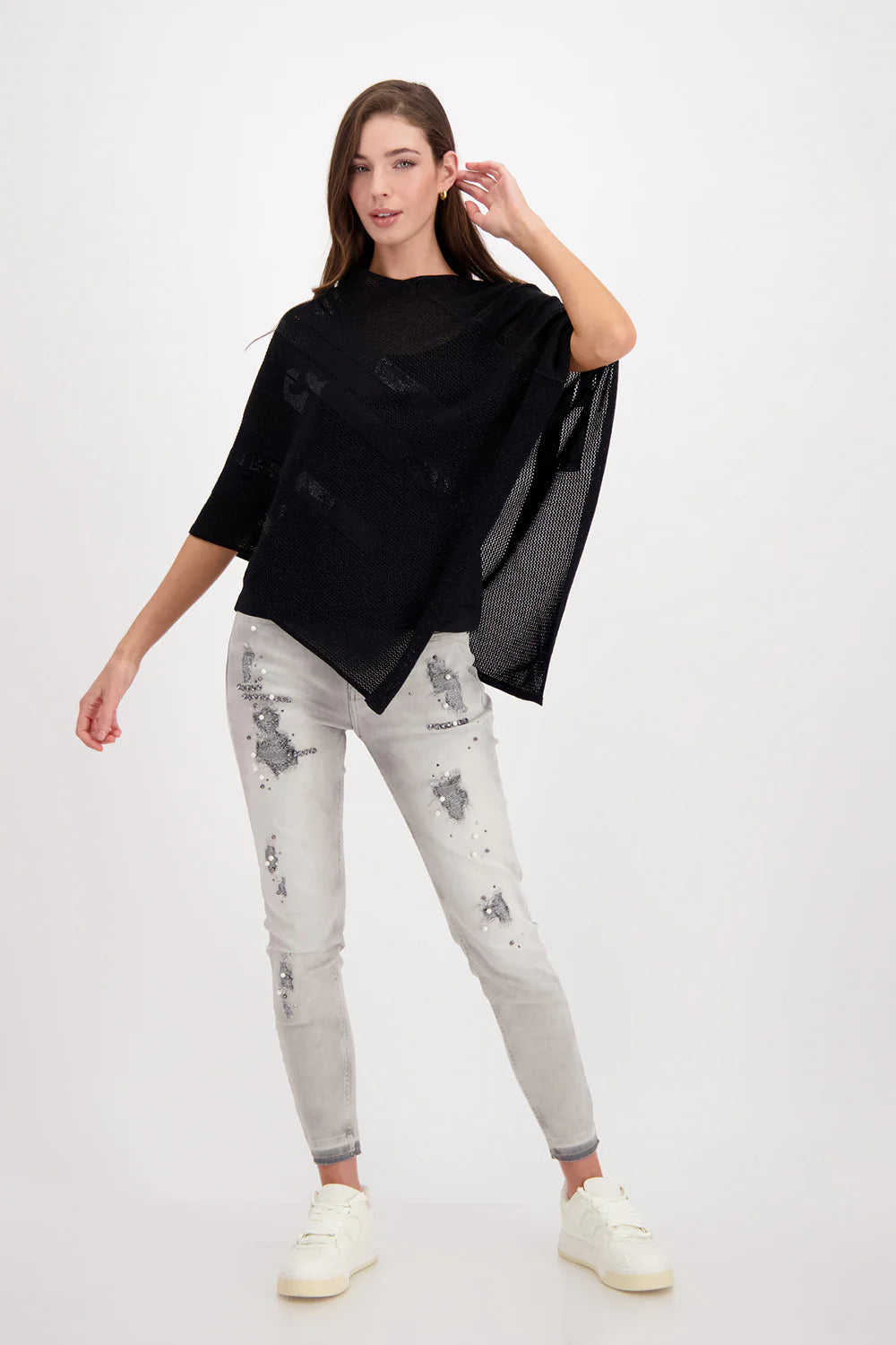 Monari Pullover Poncho Lurex M408075 - Black