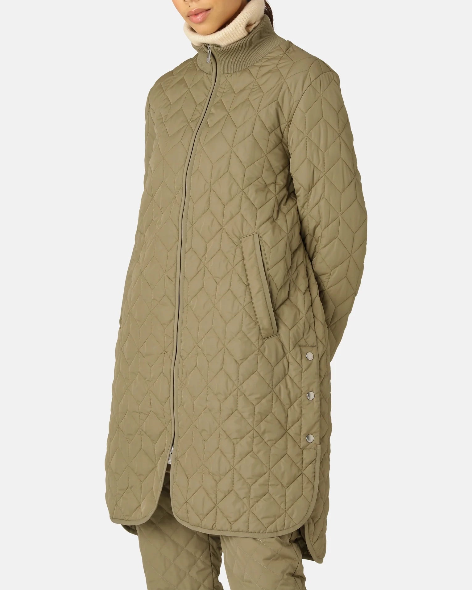 Ilse Jacobsen Knee Length Quilt Coat Art 06 - Sage