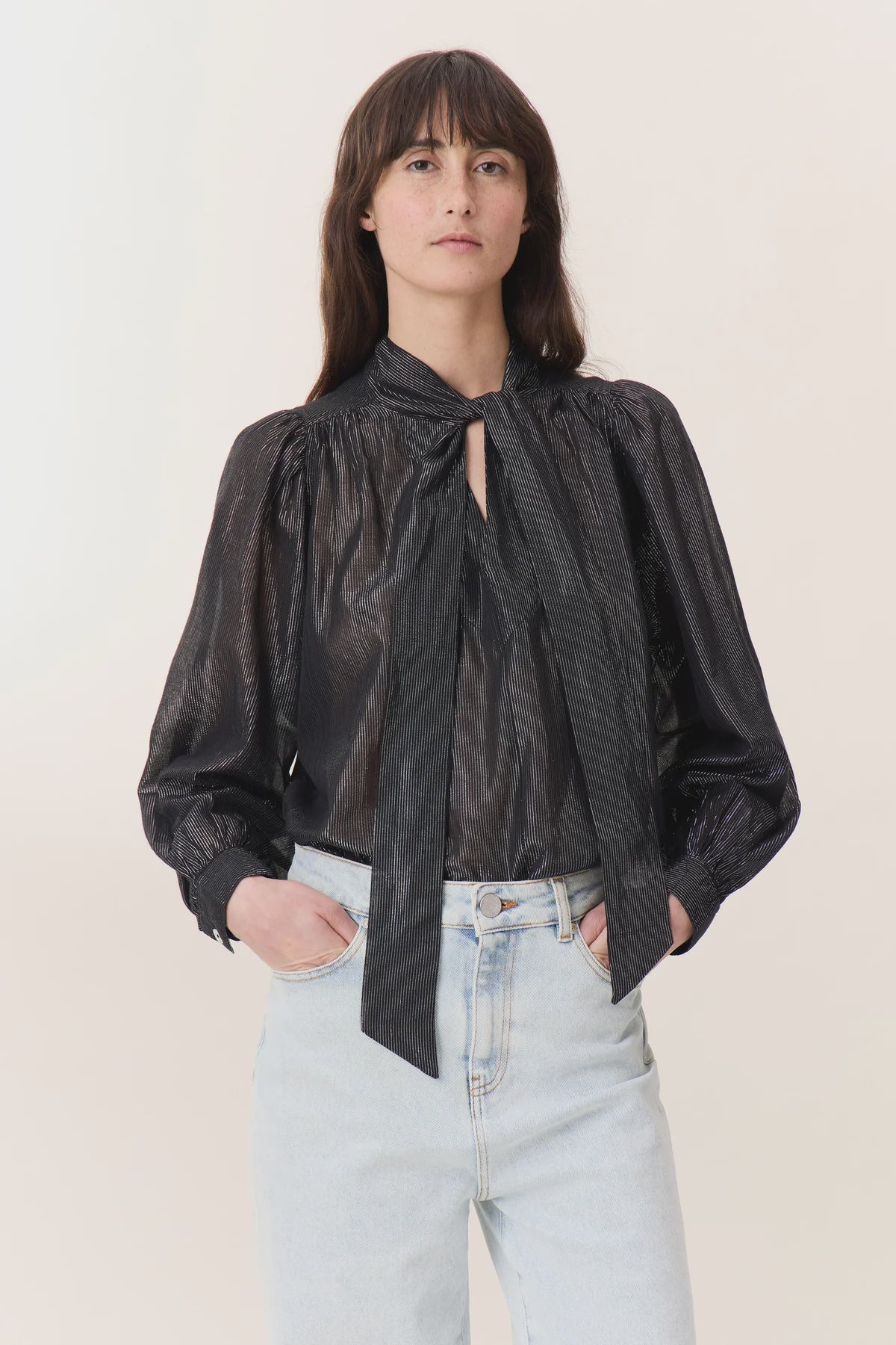 Leon &amp; Harper Cilian Shirt - Black / Silver Metalic Stripe