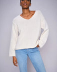 Mos Mosh Bine Long Sleeved V Neck Knit - Ecru