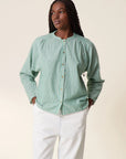 Leon & Harper Caith Stripe Organic Cotton Shirt, Green