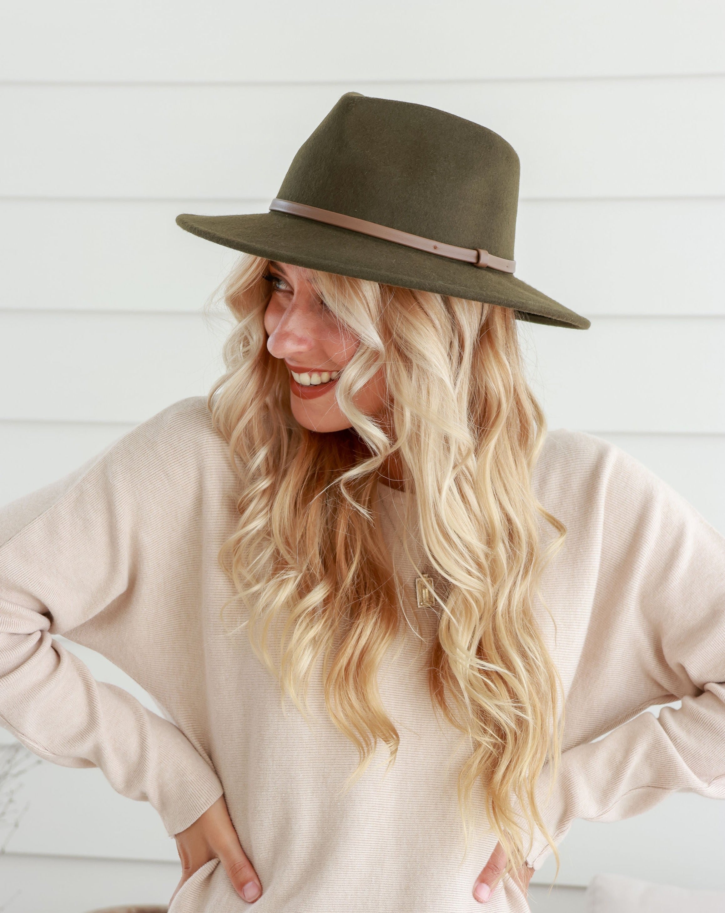 Free Spirit Panama Hat - Khaki / Brown Band
