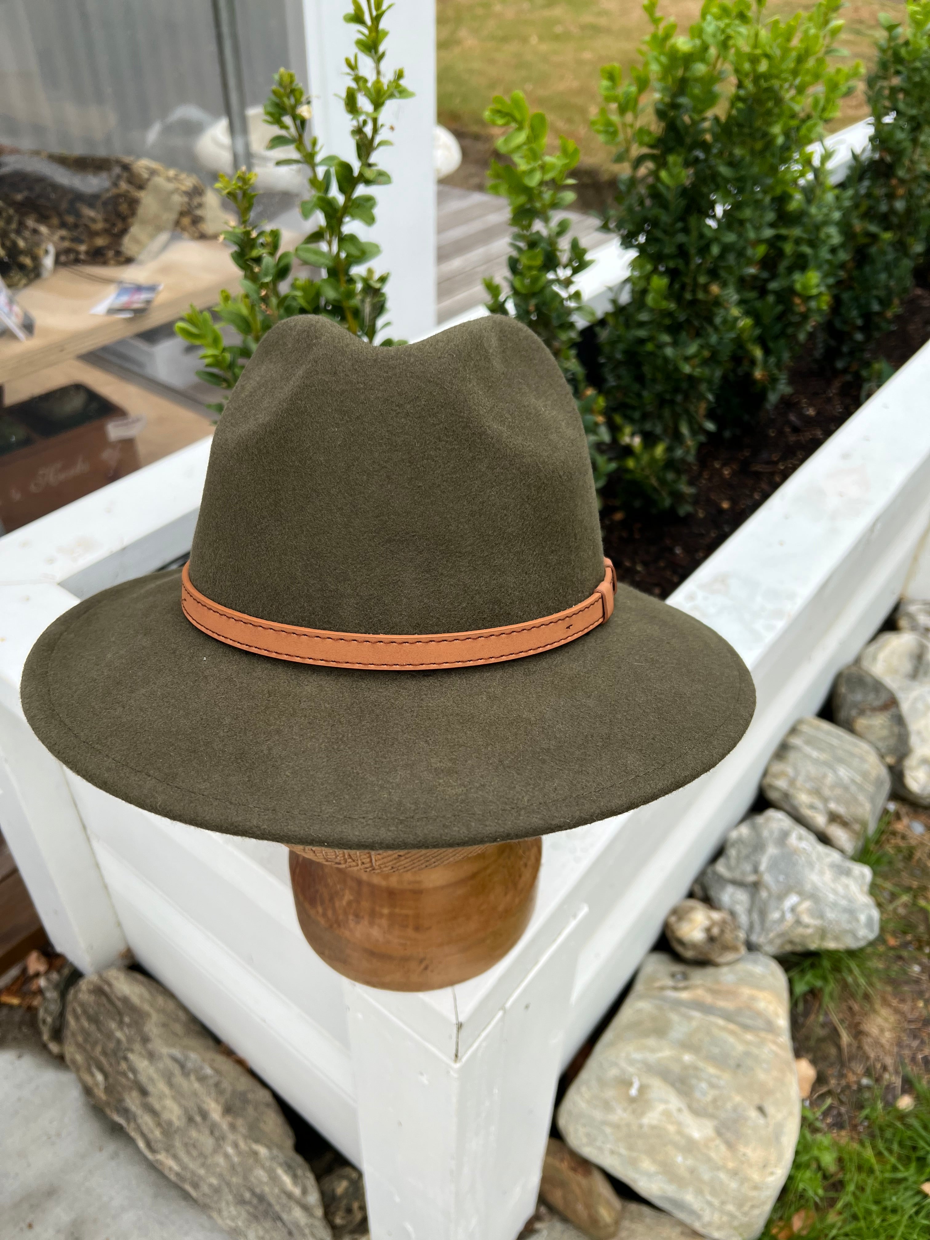 Free Spirit Panama Wool Hat Tan Band -Khaki