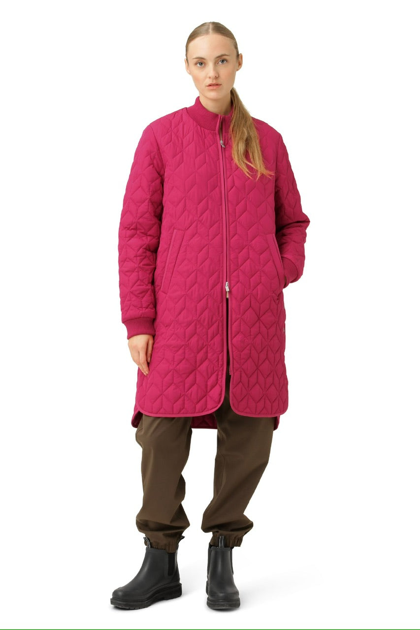 Ilse Jacobsen Knee Length Quilt Coat Art 06 - Sangria