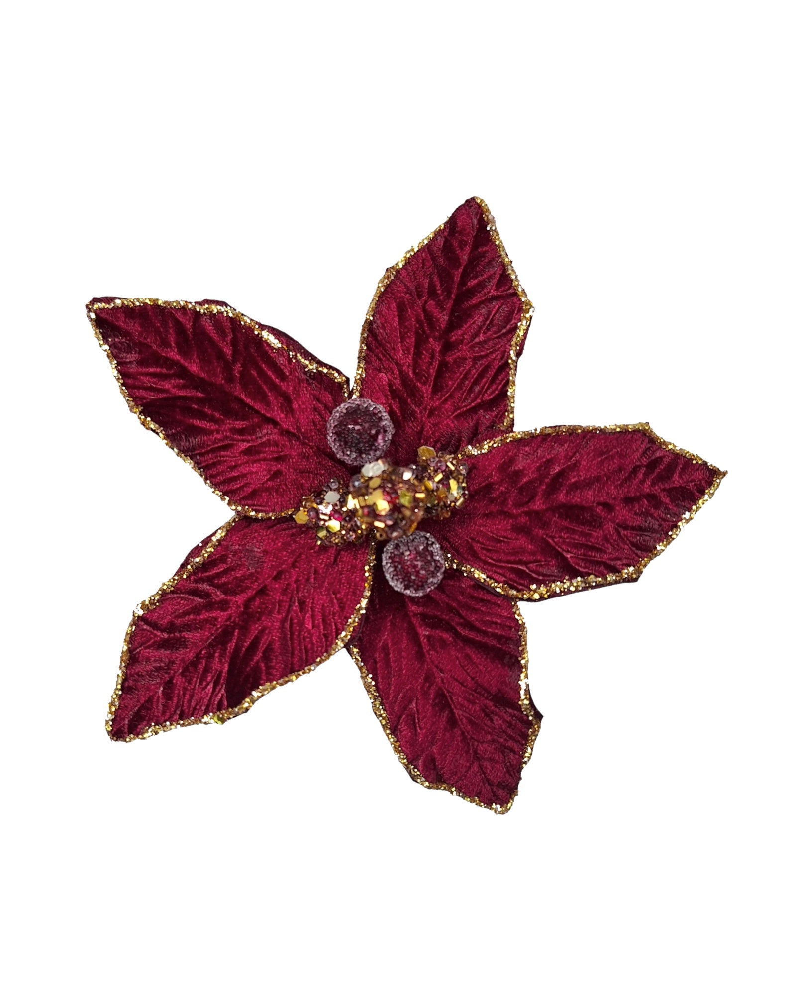 Alison's Acquisitions Christmas Jewelled Poinsettia - Wine - Small