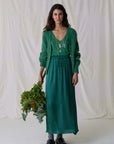 Leon & Harper Juliette Plain Skirt - Emerald
