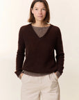 Leon & Harper V Neck Milipe Dual Jersey - Brown