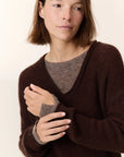Leon & Harper V Neck Milipe Dual Jersey - Brown