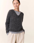 Leon & Harper V Neck Millipe Dual Jersey - Grey