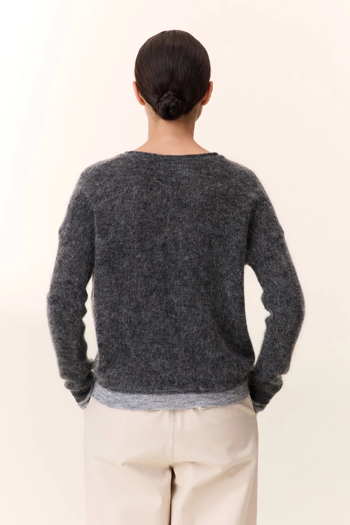 Leon &amp; Harper V Neck Millipe Dual Jersey - Grey