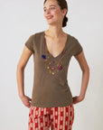 Leon & Harper Tonton Medial T-Shirt - Khaki