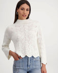 Monari Jumper Off White Cable Stitch Jersey