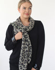 Monari Leopard Print Scarf - Green Tea