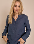Mos Mosh Danna Linen Blouse Vintage Indigo