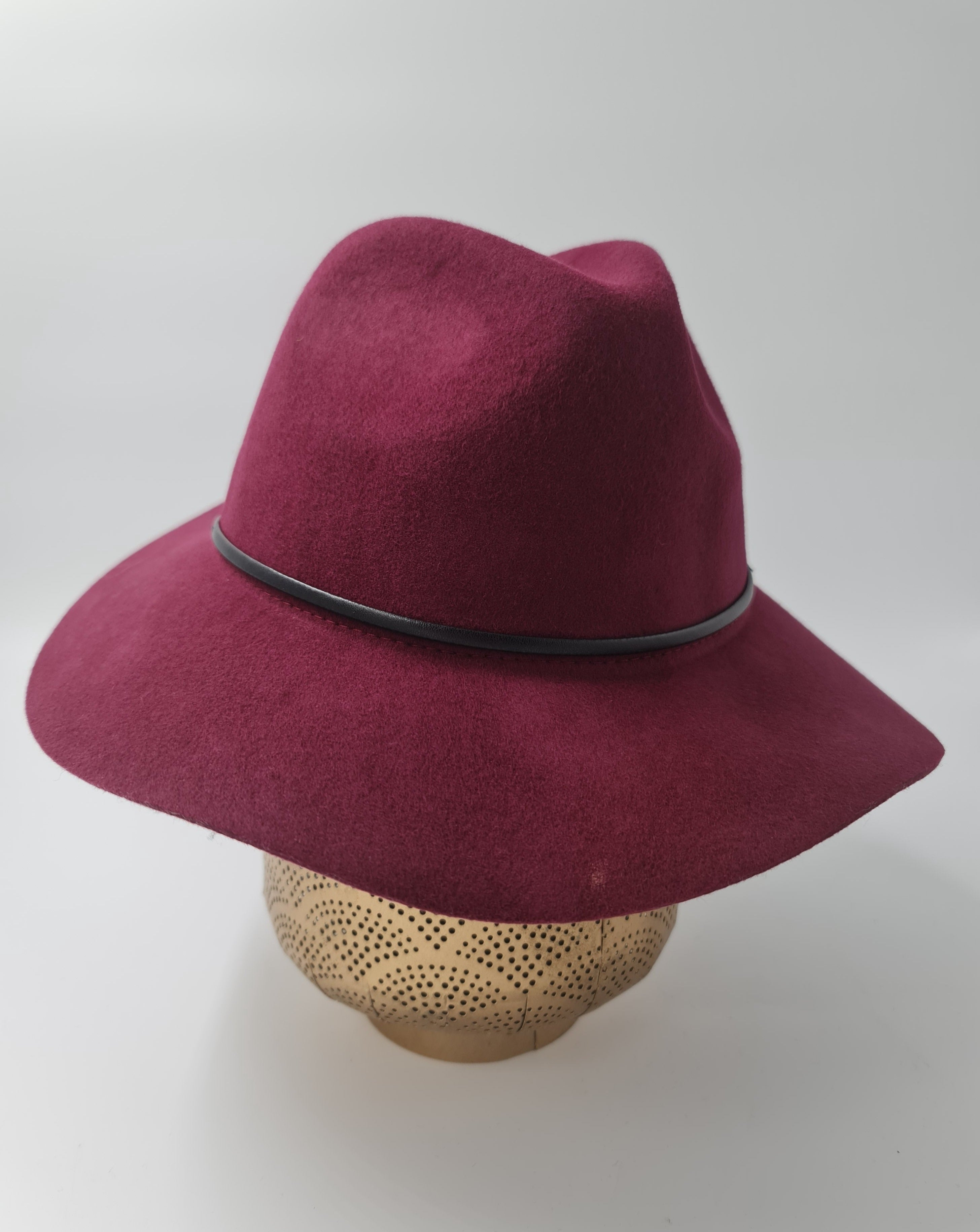 Free Spirit Soft Brim Panama Wool Hat-Burgundy