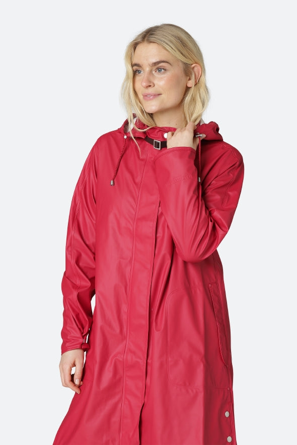 Ilse Jacobsen Light Detachable Hood Coat Rain 71 - Deep Red